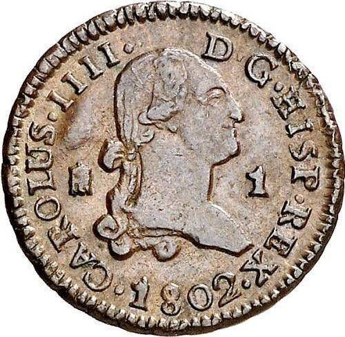 Obverse 1 Maravedí 1802 -  Coin Value - Spain, Charles IV