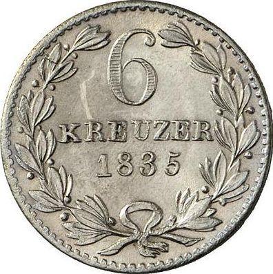 Revers 6 Kreuzer 1835 D - Silbermünze Wert - Baden, Leopold