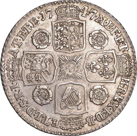 Реверс монеты - 1 шиллинг 1747 года "Портрет в старости" - цена серебряной монеты - Великобритания, Георг II
