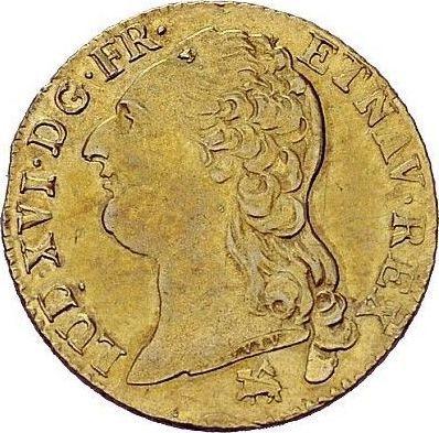 Аверс монеты - Луидор 1789 года B - цена золотой монеты - Франция, Людовик XVI