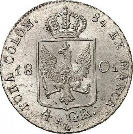 Reverse 4 Groschen 1801 A "Silesia" - Silver Coin Value - Prussia, Frederick William III