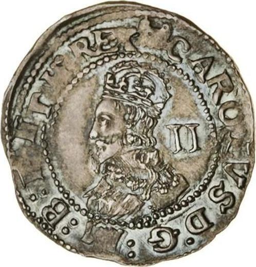 Obverse 2 Pence (Halfgroat) no date (1625-1642) "Fourth draped bust" There is a border "CR" divided by shield - Silver Coin Value - United Kingdom, Charles I