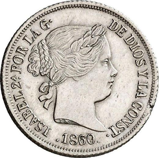 Obverse 2 Reales 1860 8-pointed star - Silver Coin Value - Spain, Isabella II