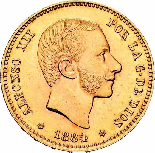 Obverse 25 Pesetas 1884 MSM - Gold Coin Value - Spain, Alfonso XII
