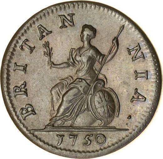 Revers 1 Farthing 1750 "Porträt im Alter" - Münze Wert - Großbritannien, Georg II