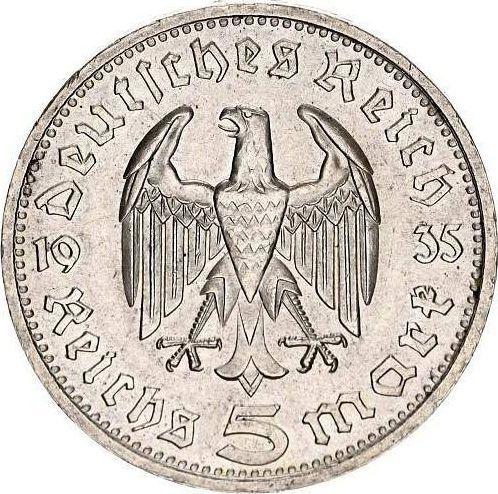 Reverse 5 Reichsmark 1935 D "Hindenburg" - Silver Coin Value - Germany, Third Reich