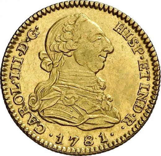 Obverse 2 Escudos 1781 M PJ - Gold Coin Value - Spain, Charles III