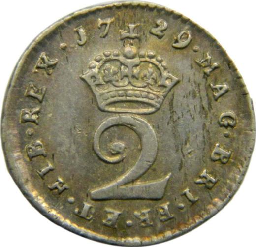 Reverso 2 peniques 1729 - valor de la moneda de plata - Gran Bretaña, Jorge II