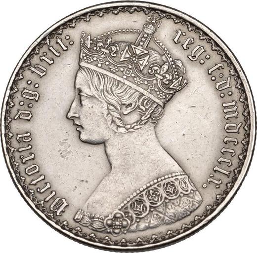 Obverse Florin 1860 WW "Gothic" - Silver Coin Value - United Kingdom, Victoria