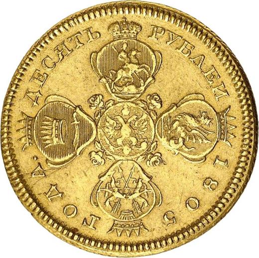 Obverse 10 Roubles 1805 СПБ ХЛ - Gold Coin Value - Russia, Alexander I