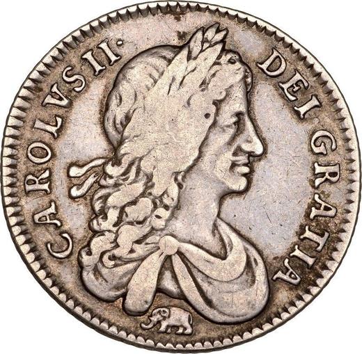 Obverse Shilling 1666 "First laureated bust" Elephant - Silver Coin Value - United Kingdom, Charles II
