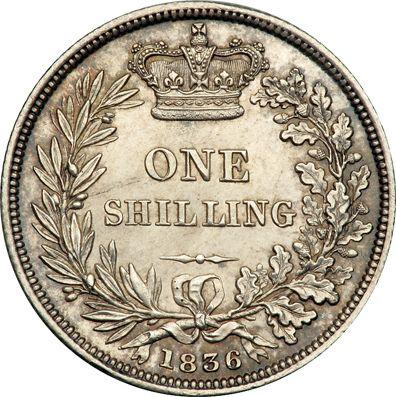 Reverse Shilling 1836 WW - Silver Coin Value - United Kingdom, William IV