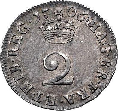 Reverso 2 peniques 1706 - valor de la moneda de plata - Gran Bretaña, Ana