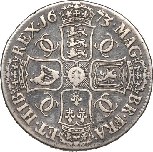 Revers 1 Krone 1673 "Dritte lorbeerbekrönte Büste" - Silbermünze Wert - Großbritannien, Karl II