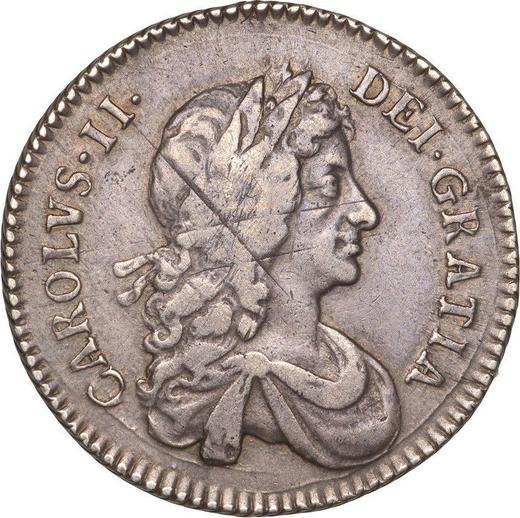 Аверс монеты - 1 шиллинг 1673 года "Второй тип" - цена серебряной монеты - Великобритания, Карл II
