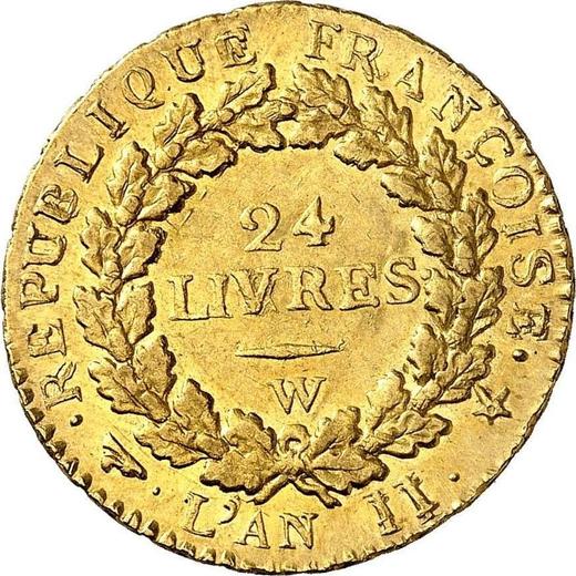 Reverse 24 Livres AN II (1793) W - Gold Coin Value - France, First Republic