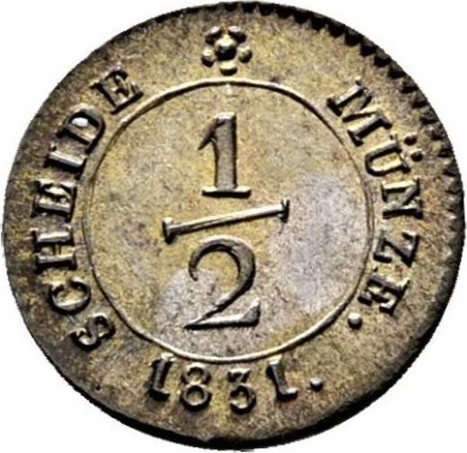 Revers 1/2 Kreuzer 1831 "Typ 1824-1837" - Silbermünze Wert - Württemberg, Wilhelm I