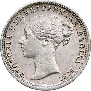 Anverso 3 peniques 1870 - valor de la moneda de plata - Gran Bretaña, Victoria