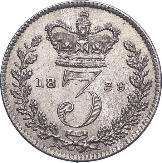 Rewers monety - 3 pensy 1839 - cena srebrnej monety - Wielka Brytania, Wiktoria