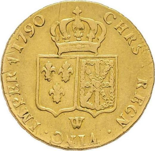 Reverse Double Louis d'Or 1790 W - Gold Coin Value - France, Louis XVI