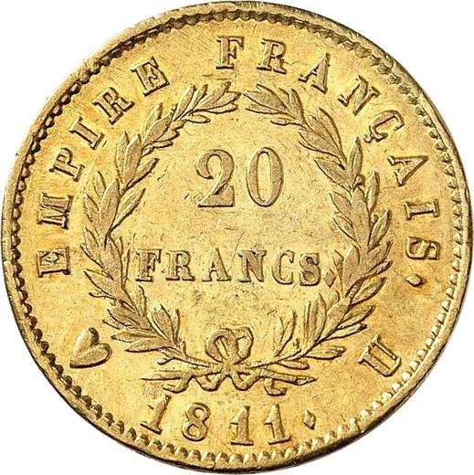 Reverse 20 Francs 1811 U "Type 1809-1815" - Gold Coin Value - France, Napoleon I