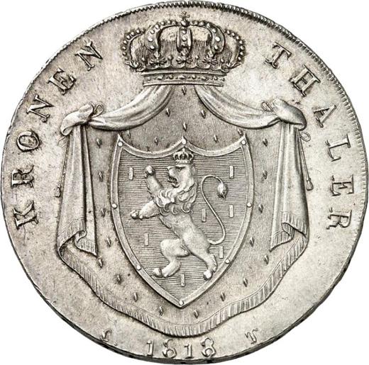 Reverso Tálero 1818 CT PZ - valor de la moneda de plata - Nassau, Guillermo