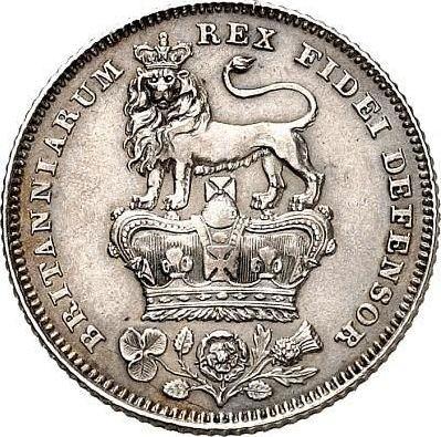 Reverse Sixpence 1828 - Silver Coin Value - United Kingdom, George IV