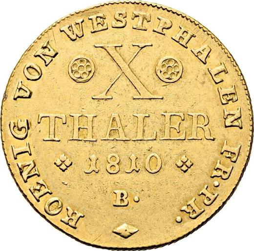 Reverse 10 Thaler 1810 B - Gold Coin Value - Westphalia, Jérôme Napoléon