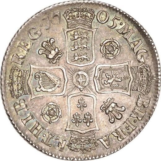 Reverso 1 chelín 1705 "Segundo tipo de retrato" Rosas y plumas en ángulos - valor de la moneda de plata - Gran Bretaña, Ana