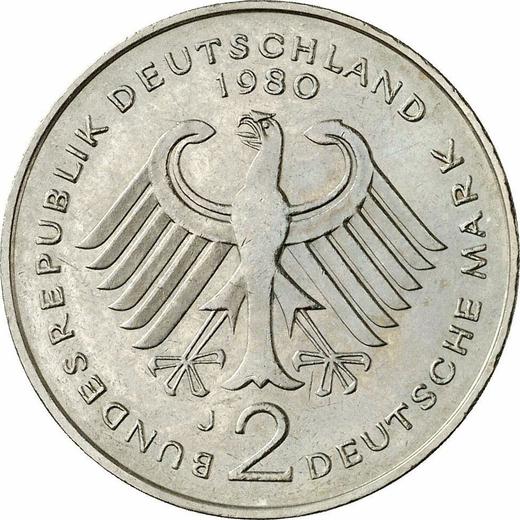 Revers 2 Mark 1980 J "Schumacher" - Münze Wert - Deutschland, BRD