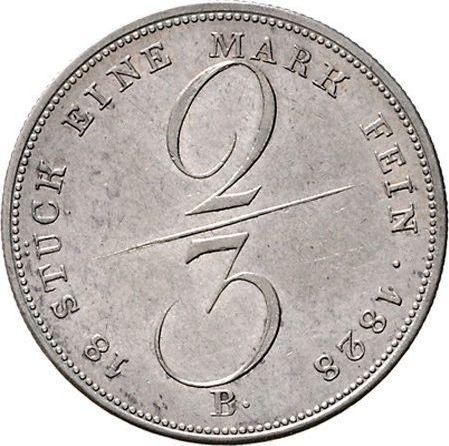 Reverse 2/3 Thaler 1828 B "Type 1826-1828" - Silver Coin Value - Hanover, George IV
