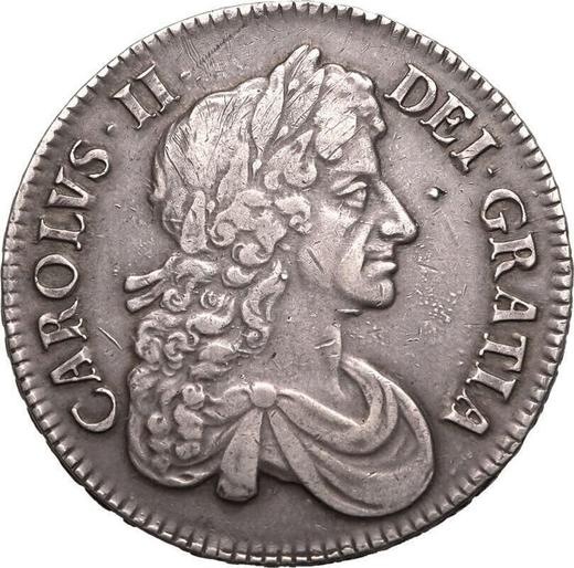 Аверс монеты - 1 крона 1679 года "Третий тип" - цена серебряной монеты - Великобритания, Карл II