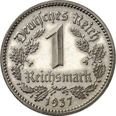 Awers monety - 1 reichsmark 1937 F "Typ 1933-1939" - cena  monety - Niemcy, III Rzesza