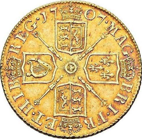 Реверс монеты - 1 гинея 1707 года "Первый тип портрета" После объединения Слон и замок - цена золотой монеты - Великобритания, Анна