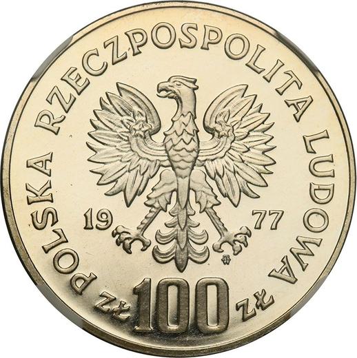 Awers monety - Próba 100 złotych 1977 MW "Zamek Królewski na Wawelu" Srebro - cena srebrnej monety - Polska, PRL