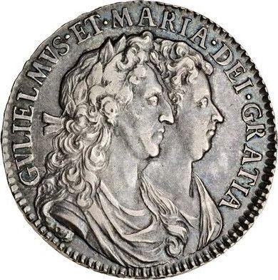 Obverse Halfcrown 1690 "Second Shield" - Silver Coin Value - United Kingdom, William III and Mary II