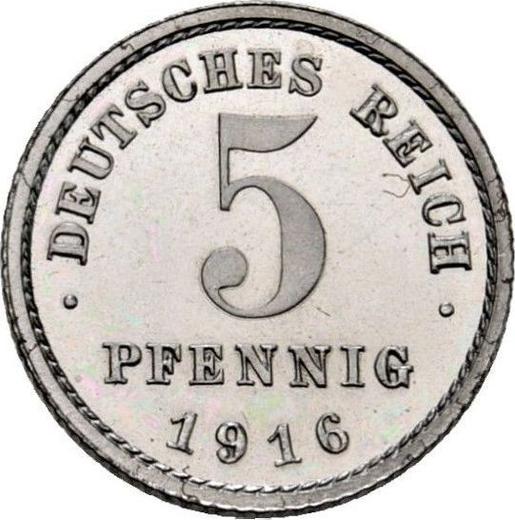 Avers 5 Pfennig 1916 E "Typ 1915-1922" - Münze Wert - Deutschland, Deutsches Kaiserreich