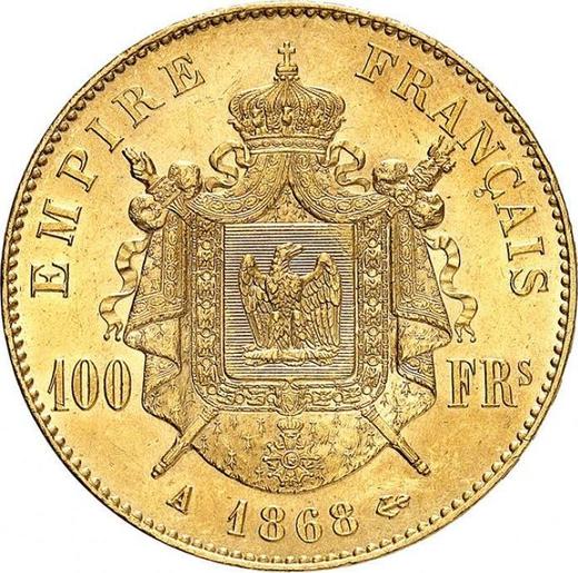 Reverso 100 francos 1868 A "Tipo 1862-1870" - valor de la moneda de oro - Francia, Napoleón III Bonaparte
