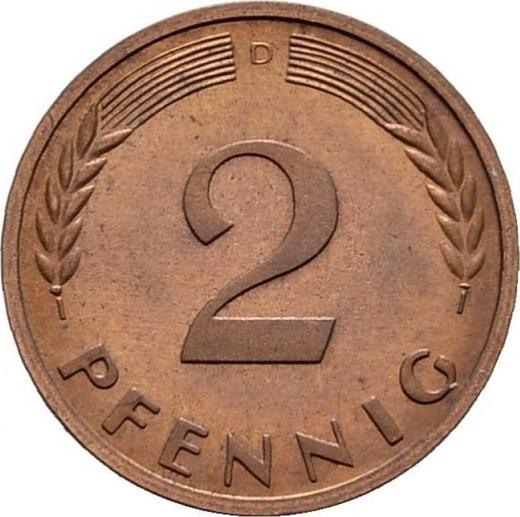 Obverse 2 Pfennig 1963 D -  Coin Value - Germany, FRG