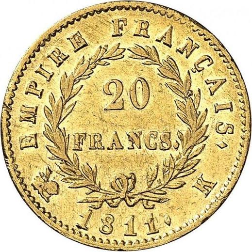 Reverse 20 Francs 1811 K "Type 1809-1815" - Gold Coin Value - France, Napoleon I