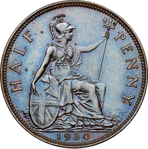 Reverse Halfpenny 1930 -  Coin Value - United Kingdom, George V