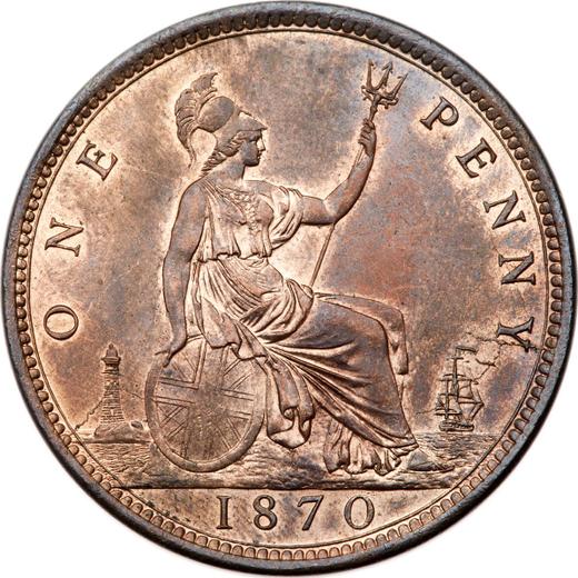 Rewers monety - 1 pens 1870 "Typ 1860-1894" - cena monety - Wielka Brytania, Wiktoria