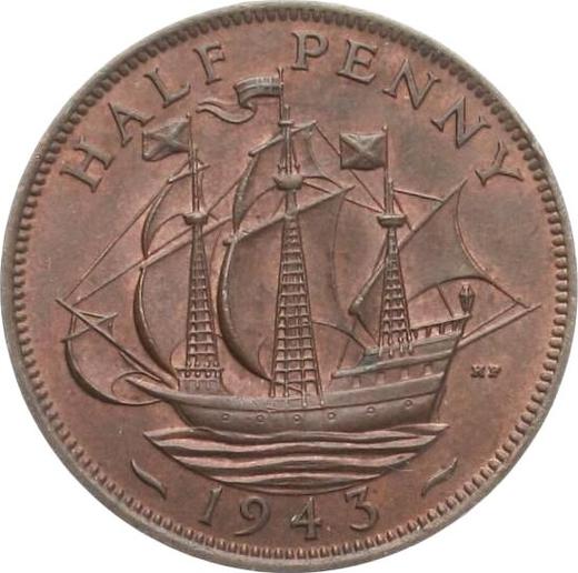 Rewers monety - 1/2 pensa 1943 HP - cena  monety - Wielka Brytania, Jerzy VI