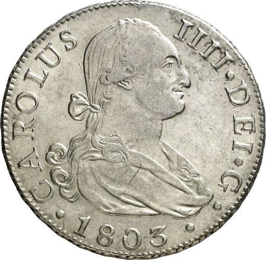 Obverse 8 Reales 1803 S CN - Silver Coin Value - Spain, Charles IV