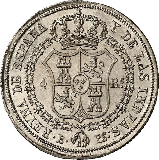 Reverse 4 Reales 1836 B PS - Silver Coin Value - Spain, Isabella II