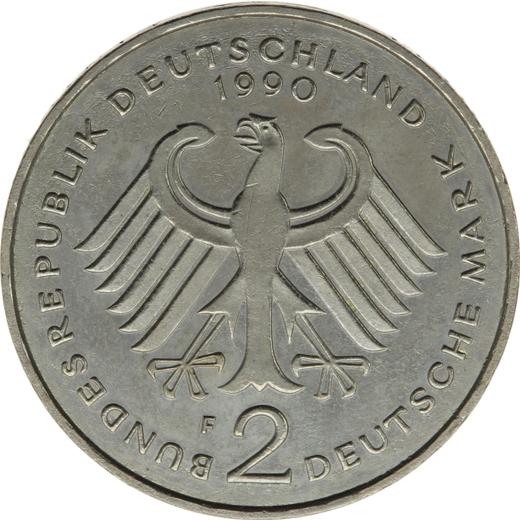 Revers 2 Mark 1990 F "Franz Josef Strauß" - Münze Wert - Deutschland, BRD