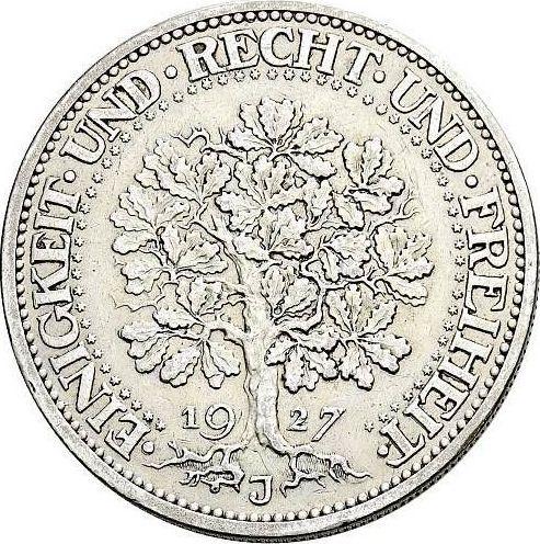 Reverse 5 Reichsmark 1927 J "Oak Tree" - Silver Coin Value - Germany, Weimar Republic