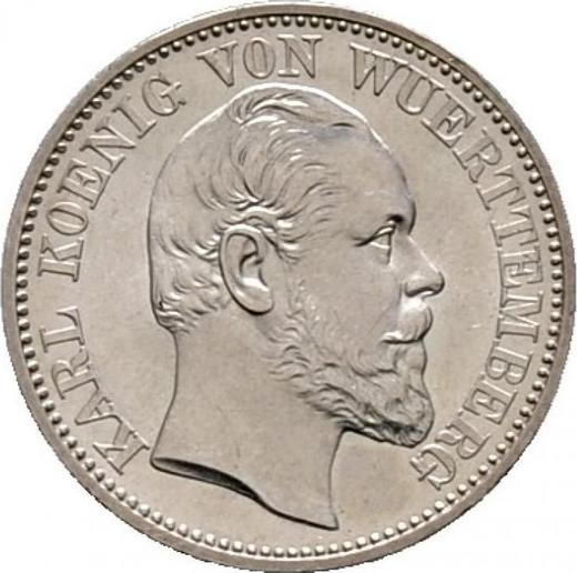 Anverso Medio florín 1871 - valor de la moneda de plata - Wurtemberg, Carlos I