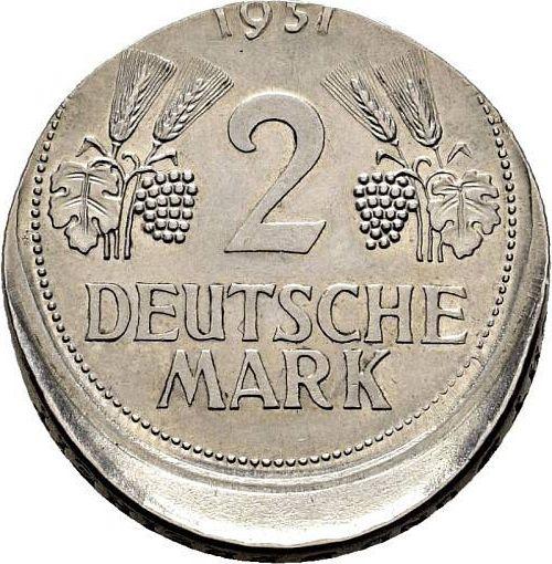 Obverse 2 Mark 1951 Off-center strike - Coin Value - Germany, FRG