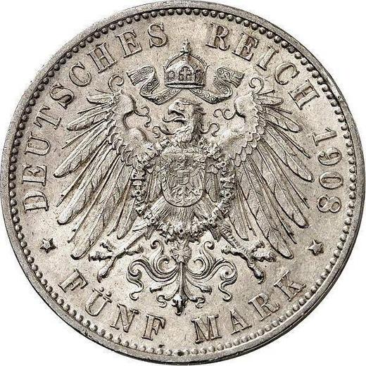 Revers 5 Mark 1908 F "Würtenberg" - Silbermünze Wert - Deutschland, Deutsches Kaiserreich